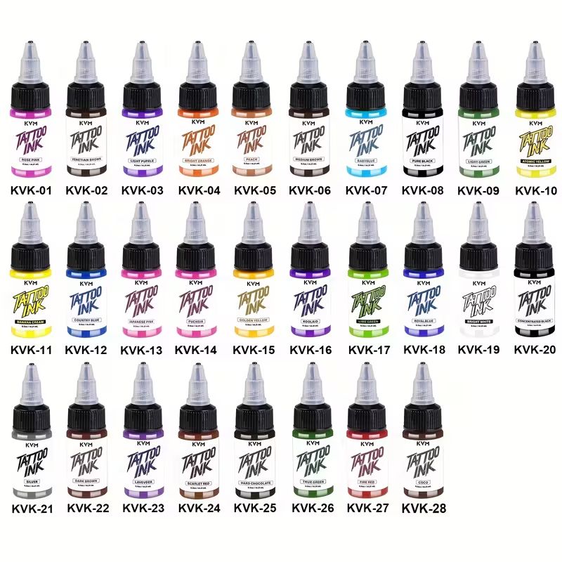 28pcs Tattoo Ink Set – 15ml Bottles, Rich Long‑Lasting Colours