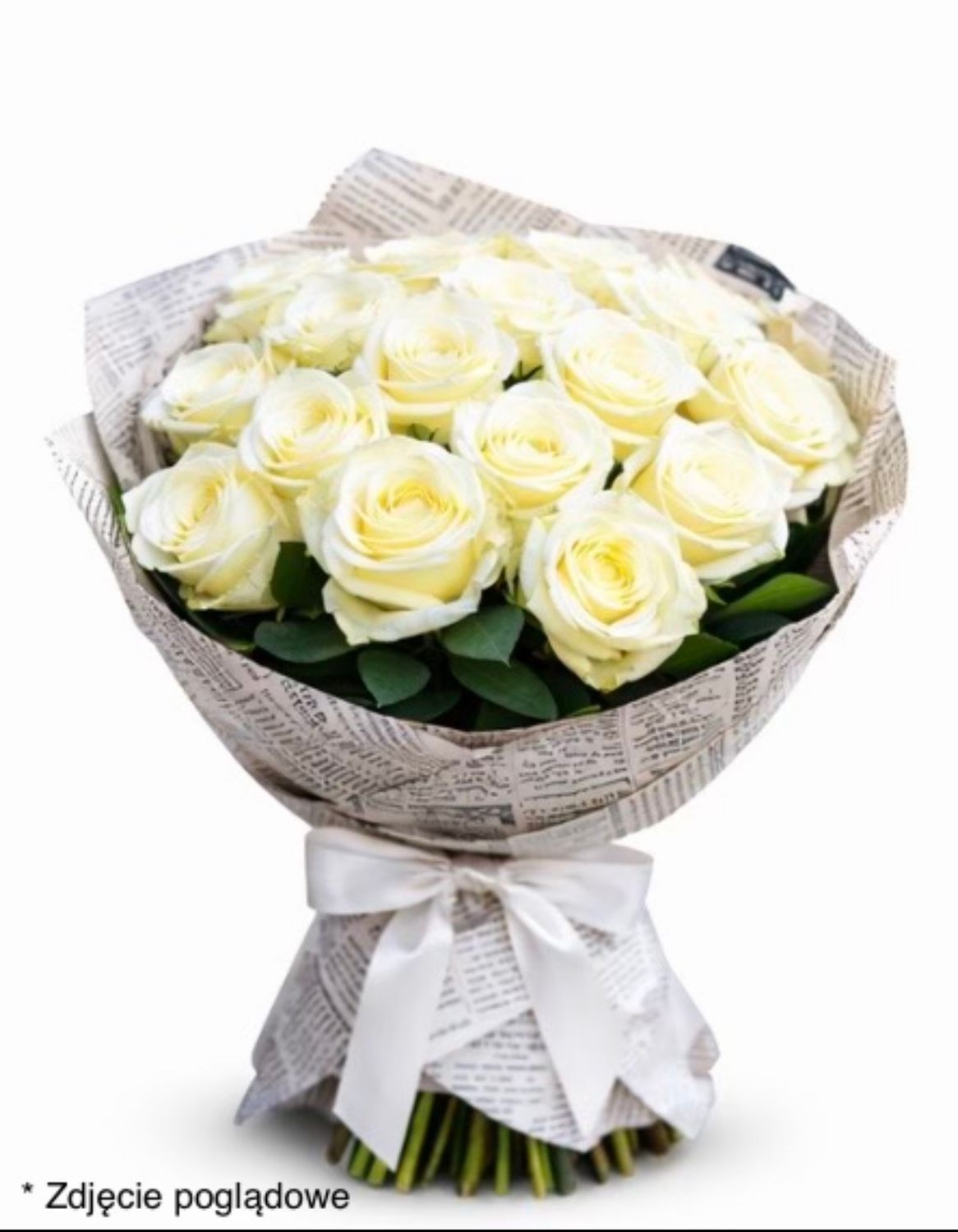 Bukiet z Białych Róż w Papierze „Biała Gazeta”
