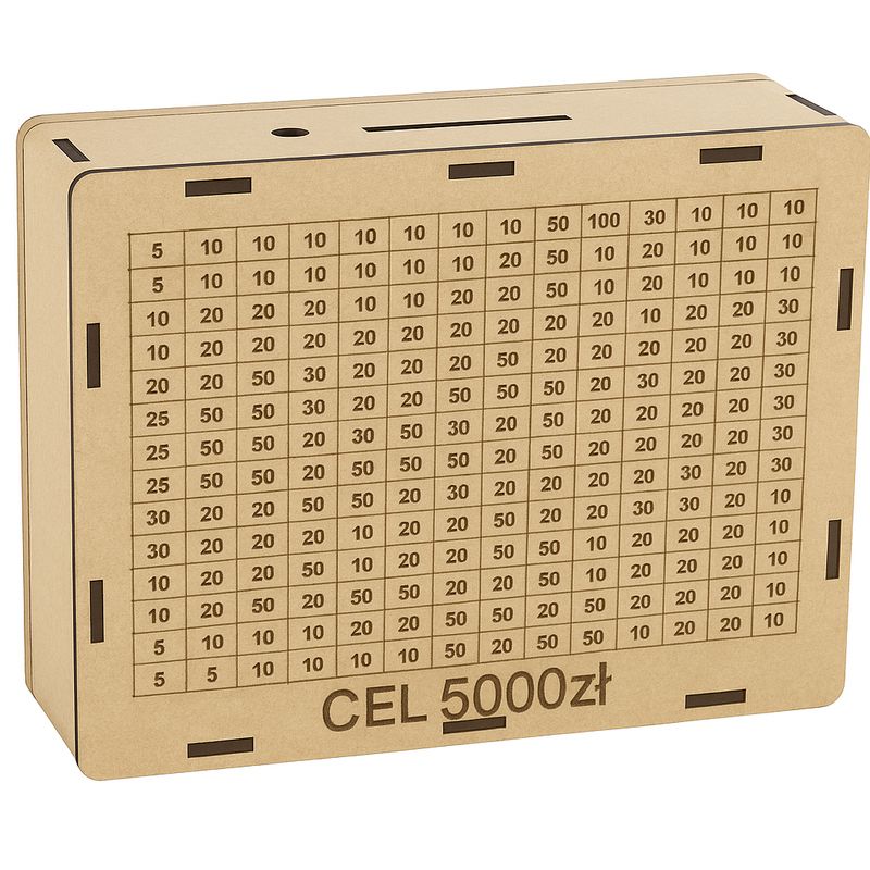 Skarbonka wykreślana cel 5000zł dowolny grawer