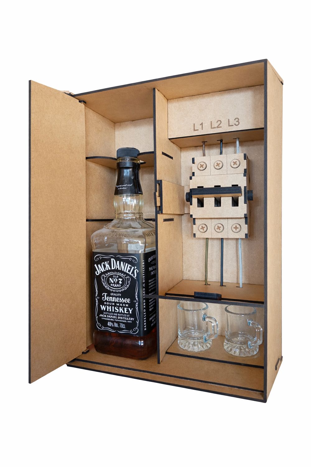 Skrzynka prezentowa na alkohol„Nie dotykać! Urządzenie elektryczne”