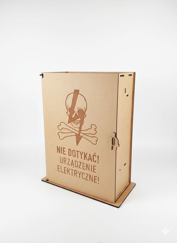 Skrzynka prezentowa na alkohol„Nie dotykać! Urządzenie elektryczne”