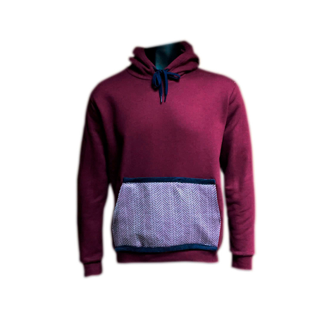 Sudadera canguro burdeos con capucha