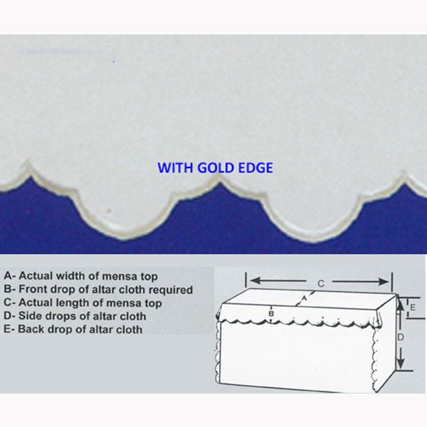 Embroidered Scallop Polyester Altar Cloth Gold Silk Embroidery-2108