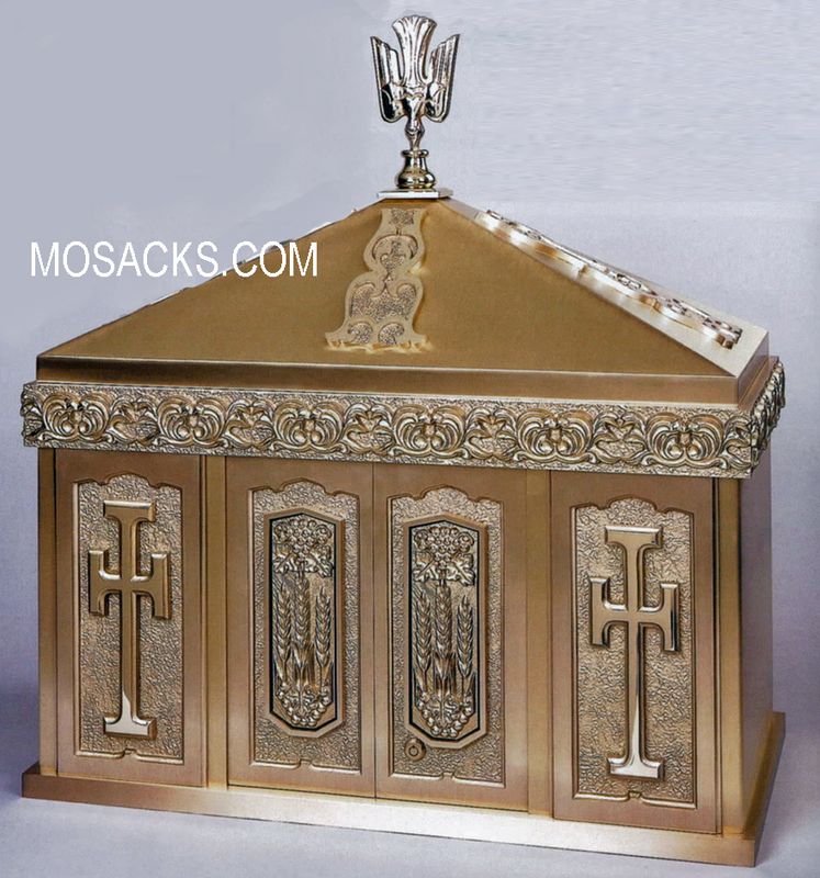 Bronze Tabernacle with Dove Finial and Wheat & Cross Motif 29TAB21