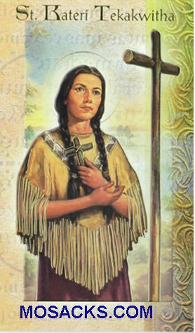 St. Kateri Tekakwitha Bi-fold Holy Card, F5-474