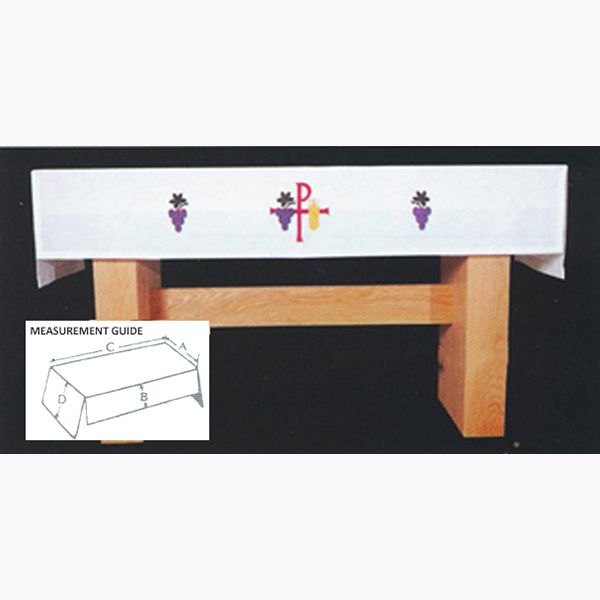 Washable Fitted Altar Cloth Grapes Wheat Chi Rho-SL9403 Washable Fitted Altar Cloth with Grapes, Wheat and Chi Rho design -SL9403