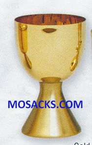 Chalice and Paten - Gold Plated Chalice 6-1/2" High and 4" dia. Cup with 16 oz. cap. 14-K59 ?FREE S…