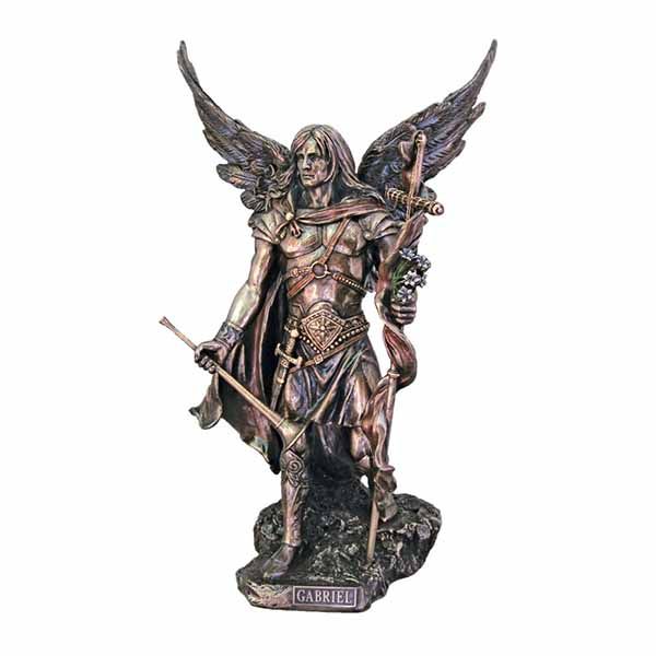 St. Gabriel Statue Archangel Gabriel Veronese Bronze Statue 13.74" SR-75901