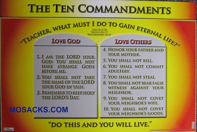 The Ten Commandments 19" x 27" Laminated Catholic Poster