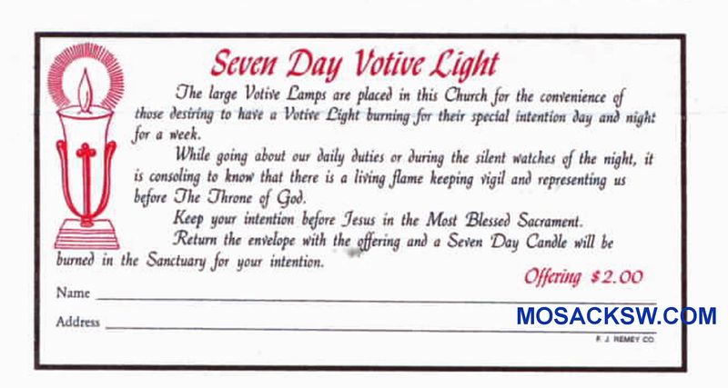 Seven Day Votive Light - Church Offering Envelope 6-1/4 x 3-1/8 #304-385