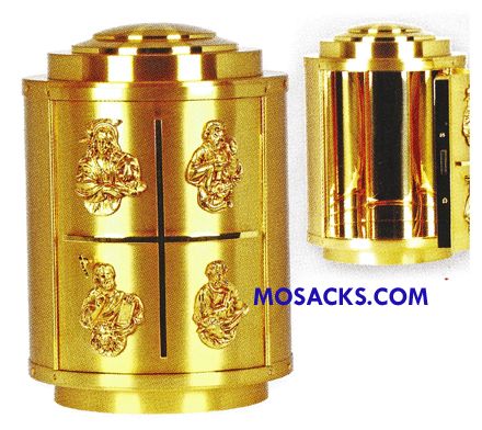 K670 Tabernacle Four Evangelists & Cross  Tabernacle is 16-3/4" H x 11-3/4" Dia.  Wt. 36 lbs.   Tab…