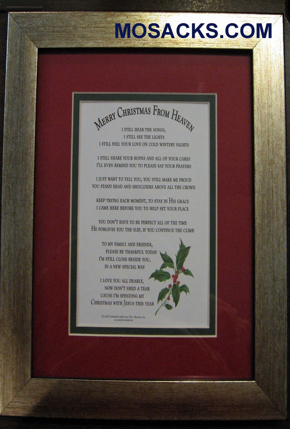Merry Christmas From Heaven 8x10 Gold Frame Red Matt -11f