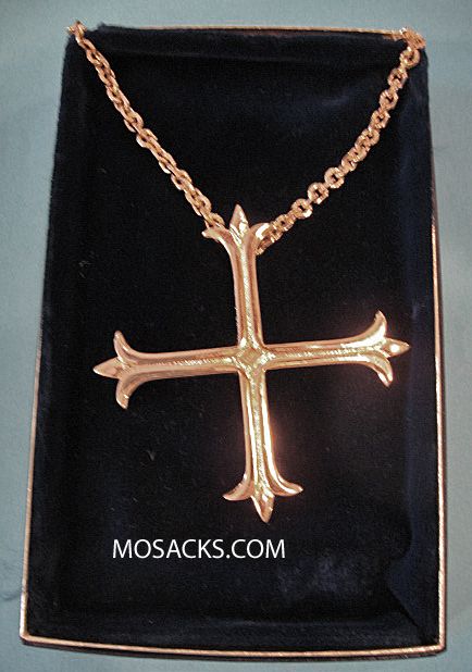 Gold Finish Pectoral Cross in Fleury  Greek w/ 36" Chain