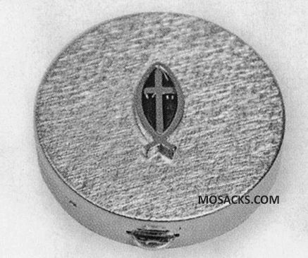 K Brand Nickel Finish Pyx Cross Fish 10 Host capacity K124N K Brand Nickel Finish Pyx with Cross Fish design has 10 Host capacity K124N