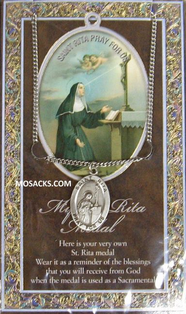 St. Rita Medal 1-1/16" h 950-532 St. Rita Pewter necklace