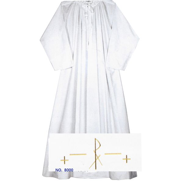 Beau Veste Alb wIth Multi Color Chi Rho Embroidery-8000 Beau Veste Alb 8000