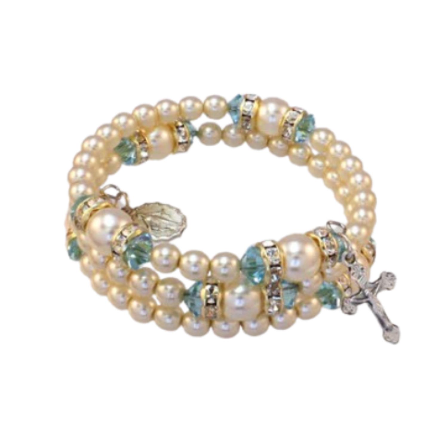 March Birthstone Rosary Bracelet Rosary Spiral Bracelet Aqua -14298AQ Aqua March Birthstone Rosary …