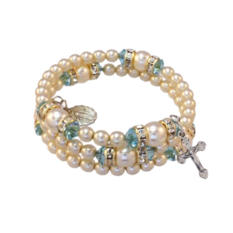 March Birthstone Rosary Bracelet Rosary Spiral Bracelet Aqua -14298AQ Aqua March Birthstone Rosary …