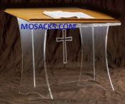 W Brand Acrylic Table Top Lectern with wood top and cross 20" w x 18" d x 20" h 3310W is a clear ac…