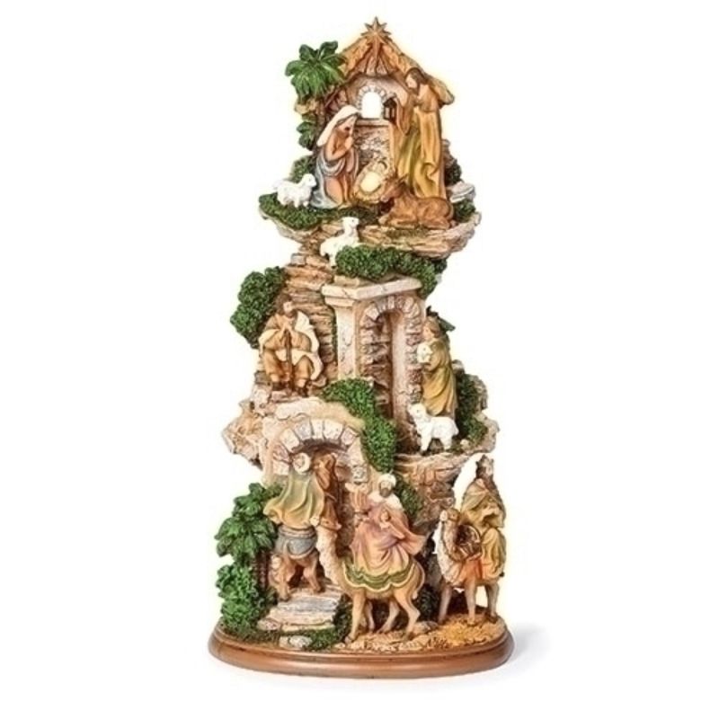 17" Stable with Stairs Nativity Scene - 136096