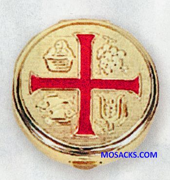 K Brand Pyx Red Enamel Cross 10 Host capacity-K110 Free Shipping on $100. Order