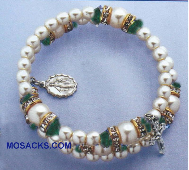 May Birthstone Rosary Bracelet Rosary Spiral Bracelet Emerald -14298EM Emerald May Birthstone Rosar…
