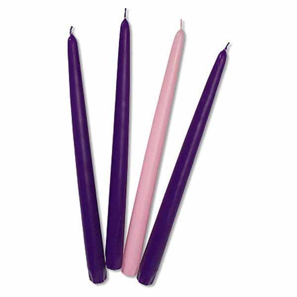 Advent Candle Taper Set, 7/8 x 10 7/8" x 10" Standard Size Advent Candle Taper Set