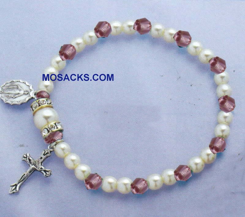 June Birthstone Rosary Stretch Bracelet Light Amethyst -45280LA Light Amethyst One Decade Rosary Br…