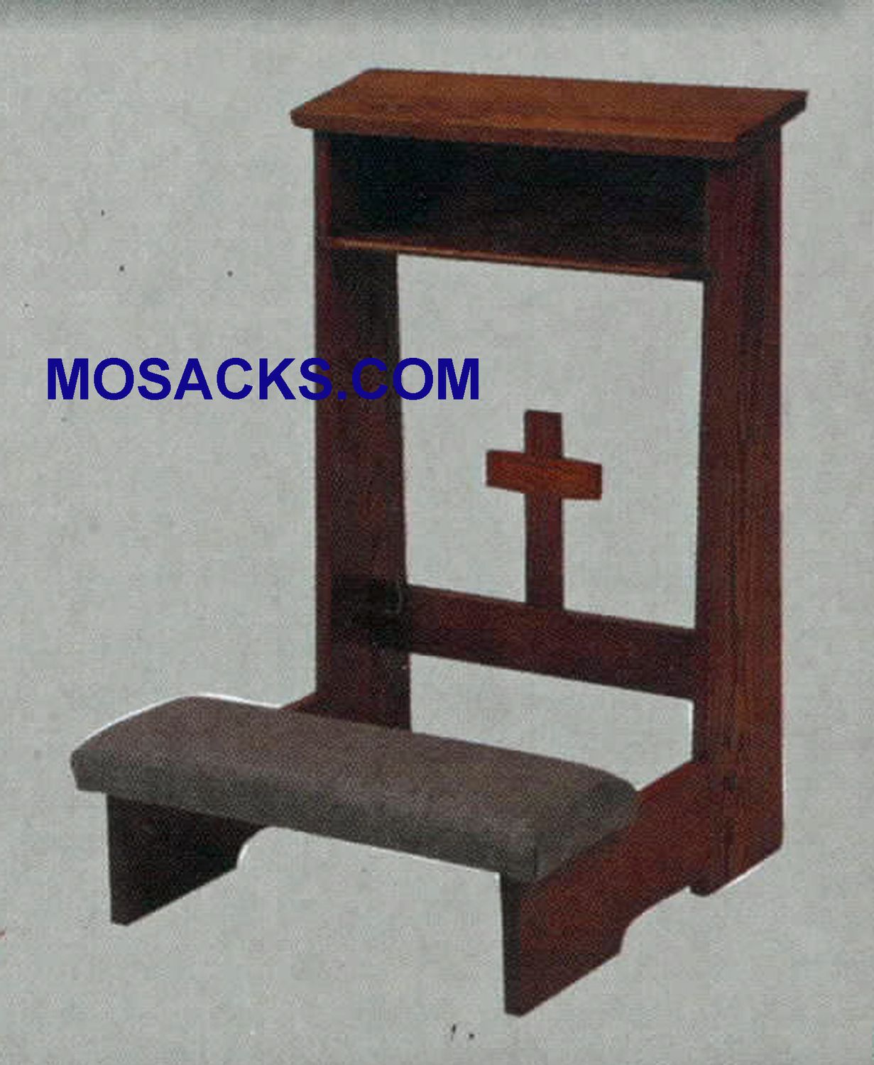Prie Dieu w/shelf and padded kneeler w/cross 22" w x 21"d 32" H 54
