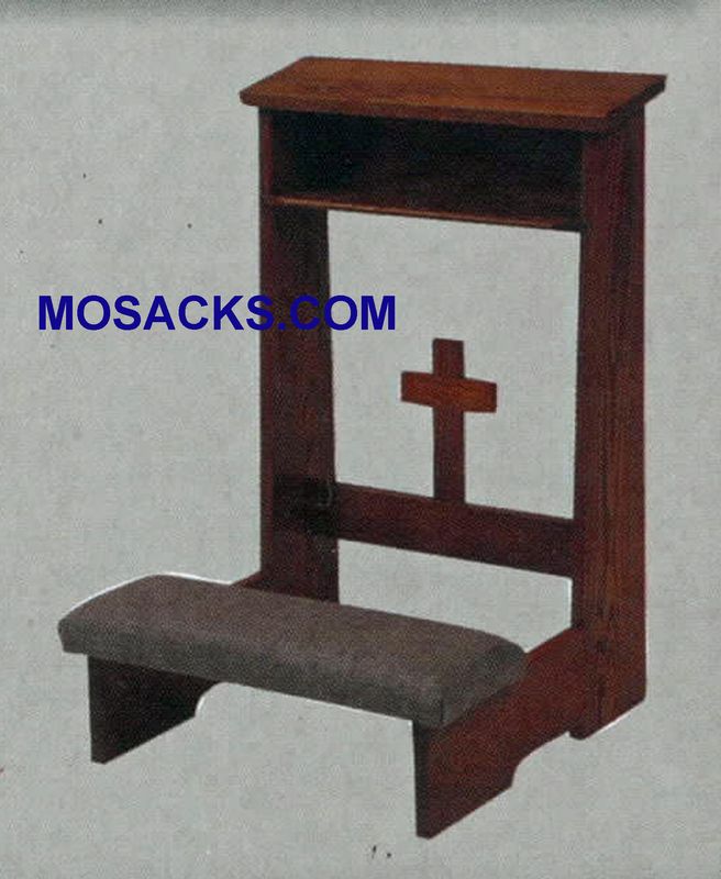 Prie Dieu w/shelf and padded kneeler w/cross 22" w x 21"d 32" H 54