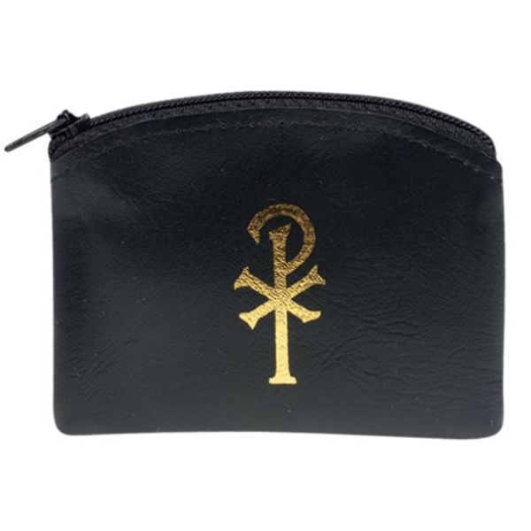 Rosary Case Chi Rho Black Vinyl Zipper 64-83010BK