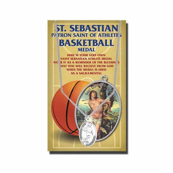 St. Sebastian Basketball Medal 12-650-6044 Pewter St. Sebastian Basketball Sports necklace 650-6044