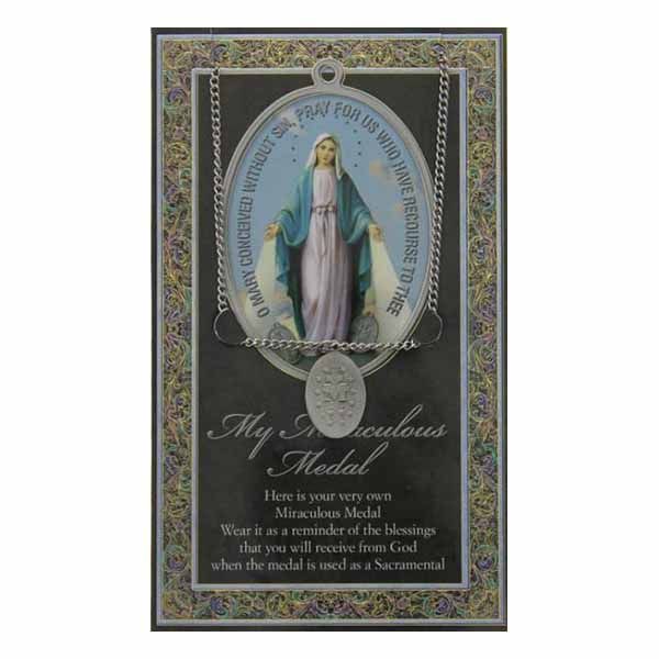Miraculous Pewter Medal Necklace 1" h 950-253 Pewter Miraculous Medal Necklace