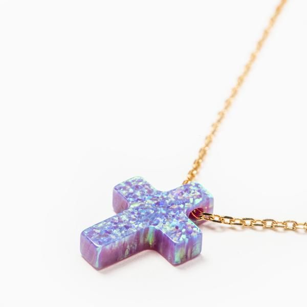 My Saint My Hero Heavenly Sky Opal Cross Necklace-34014GD