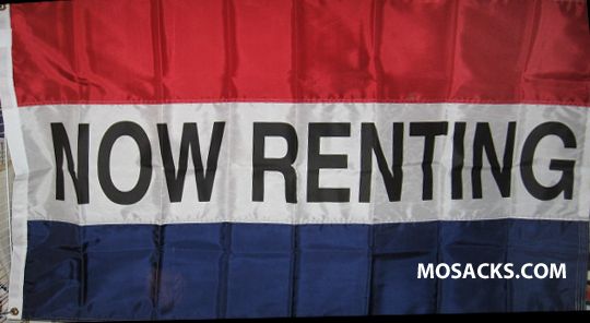 NOW RENTING 3' x 5' Nylon Message Flag, #120047