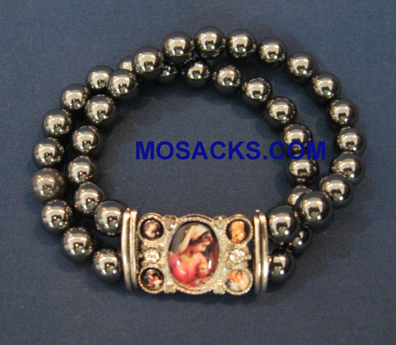 Black Hematite Mary Stretch Bracelet, BVP616