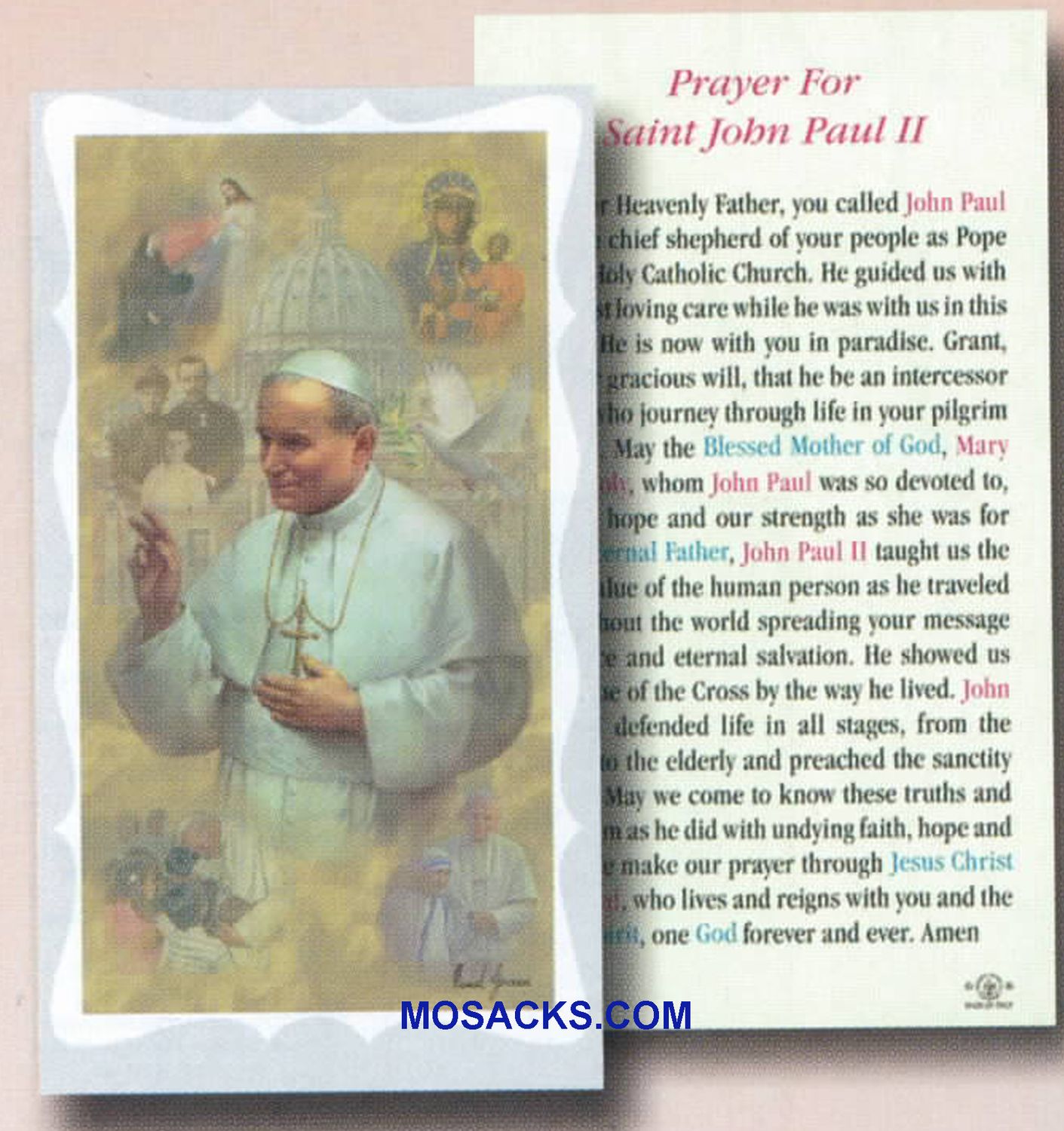 St. John Paul II Paper Holy Card-5P-571 St John Paul II Paper Holy Card-5P-571