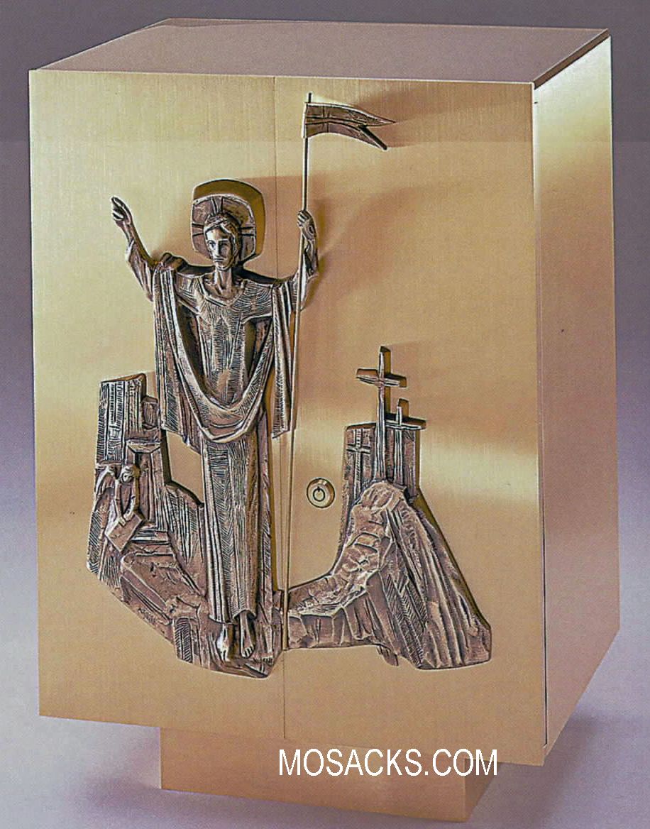 Bronze Tabernacle with Christ Is Risen Motif 97TAB43 Bronze Tabernacle with Christ Is Risen Motif 97TAB43
