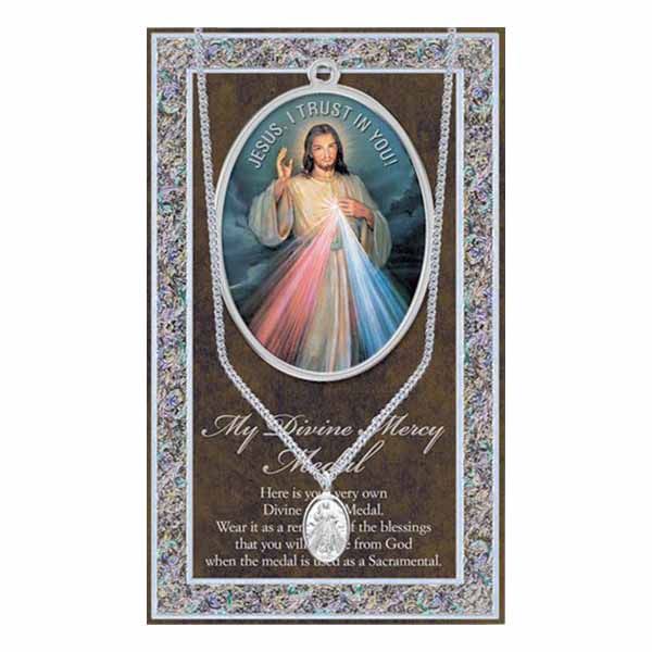 Divine Mercy Pewter Medal 1"h 950-123Divine Mercy Pewter Medal Necklace