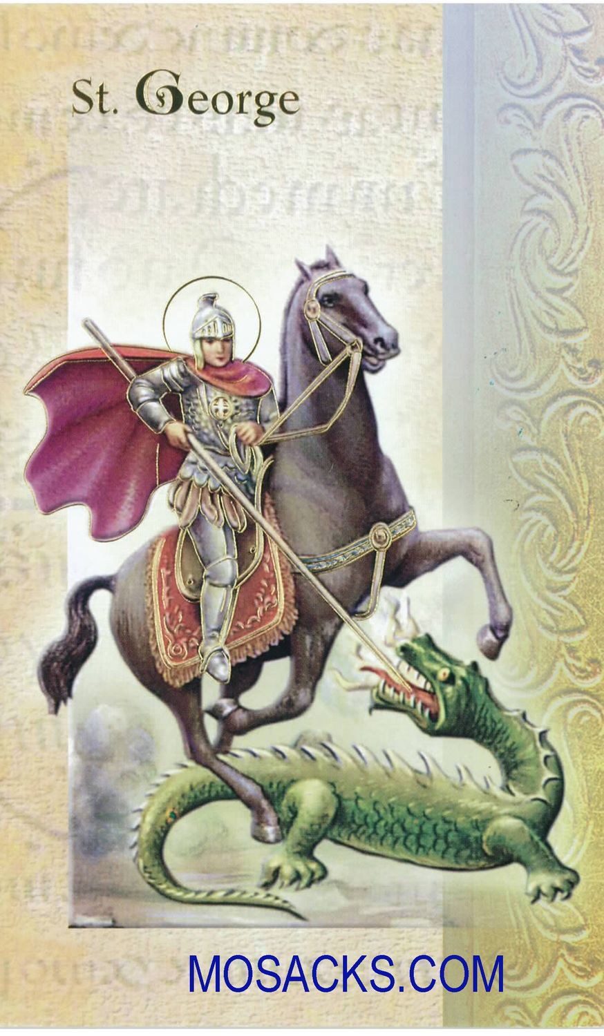 St. George Laminated Bi-fold Holy Card, F5-446 St. George laminated Bi-fold Holy Card, F5-446