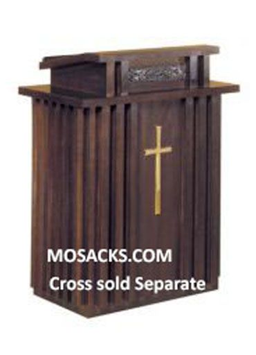 40-2050 Wooden Pulpit with Grape Band and Two Shelves has Brass Cross available includes Extended s…