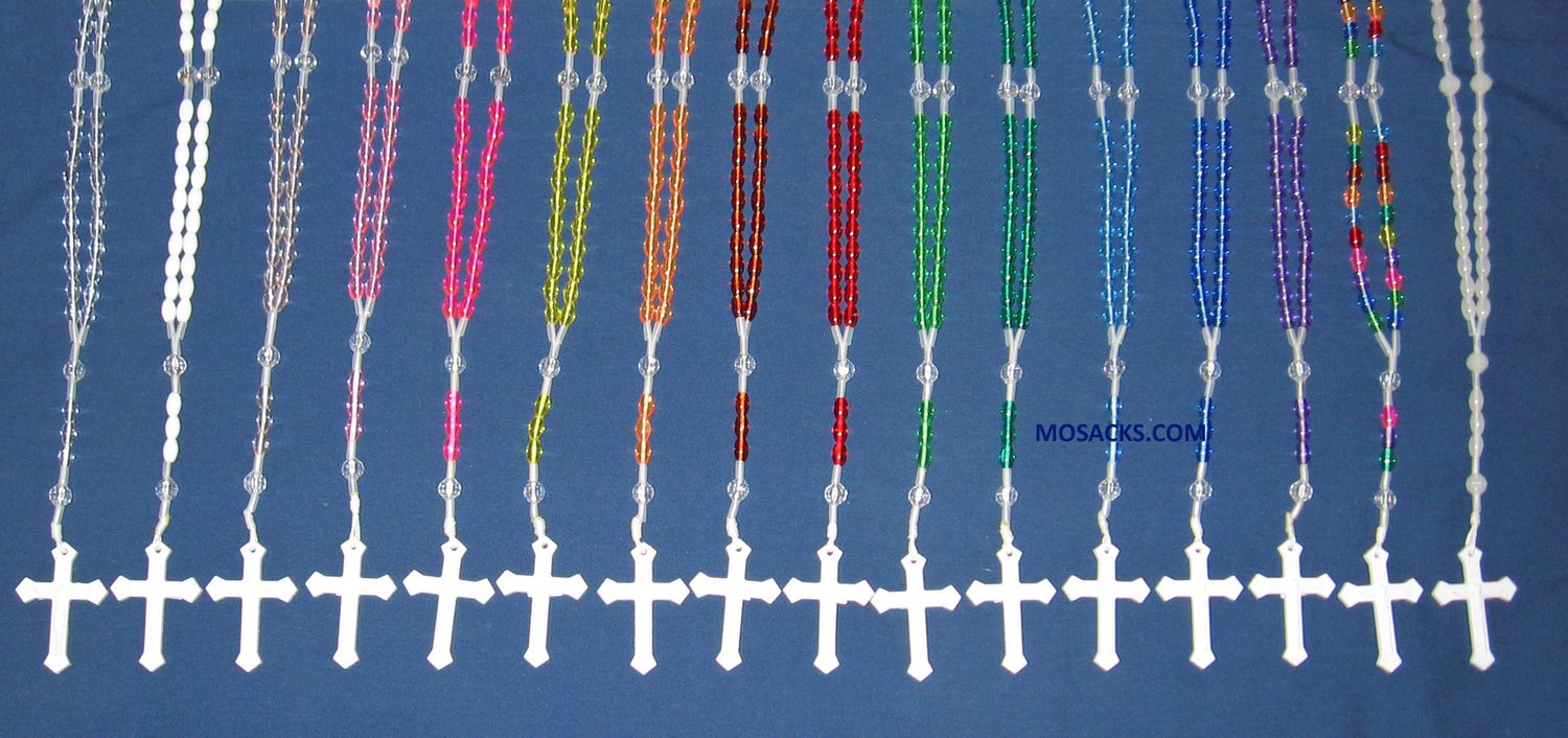 Rosaries with Plastic Beads colors vary Mission Plastic Rosaries Plastic Beads QUANTITY PRICES