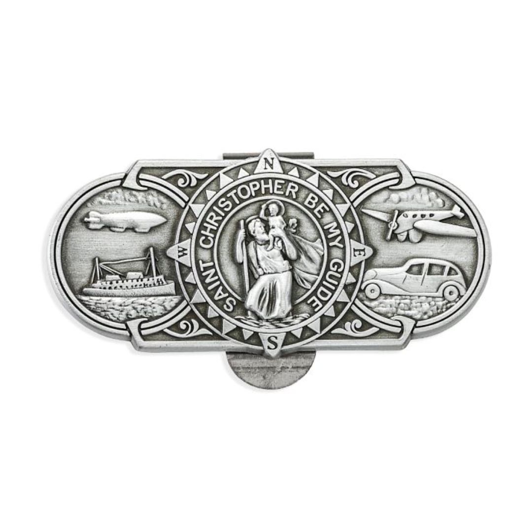 St. Christopher Land Sea Air Visor Clip 1" x 2.5"  12-V5030 St Christopher Land Sea Air 1x2.5" Viso…