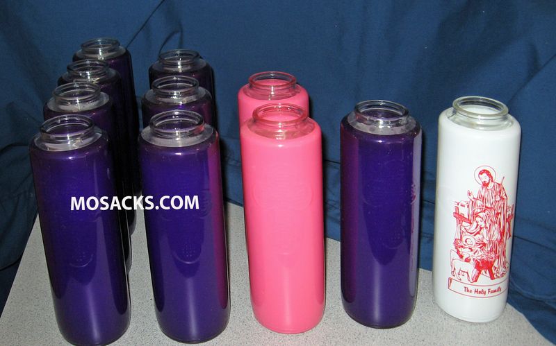 Advent Candle 6-Day Glass 11 pc. Set includes 8 Purple, 2 Rose, 1 Holy Family for the Advent Season…