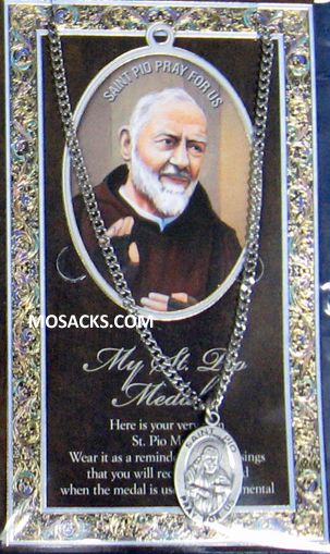 St. Pio necklace St. Pio Pewter Medal 1-1/16" h 950-522