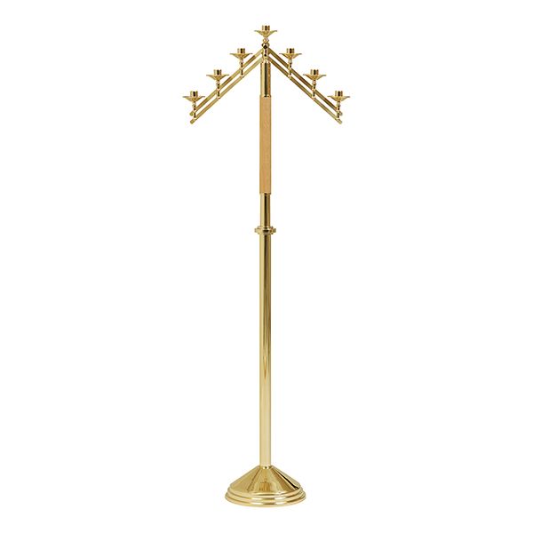 K Brand K756 Oak & Brass Floor Candelabra 3-Light or 5-Light or 7-Light