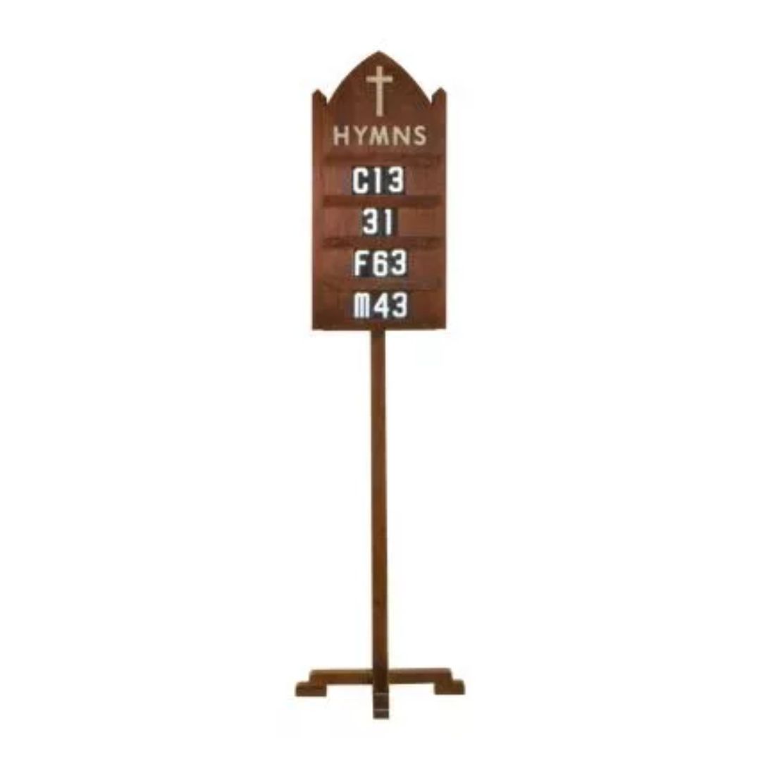 Wooden Hymn Board with Stand 15" w x 86" h 40-4290 is a  floor standing wooden hymn board