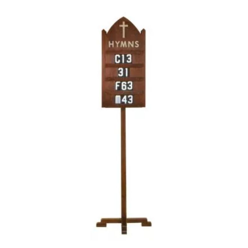 Wooden Hymn Board with Stand 15" w x 86" h 40-4290 is a  floor standing wooden hymn board