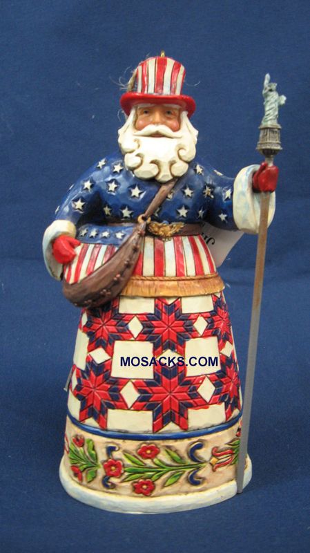 Jim Shore Heartwood Creek 5" U.S.A Santa Hanging Ornament 258-406272 American Santa Ornament