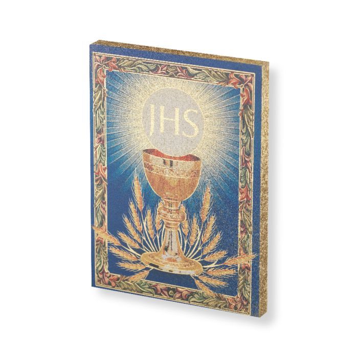 First Holy Communion Plaque 3" x 4" Fine Detailed First Holy Communion Wood Plaque with Gold Highli…